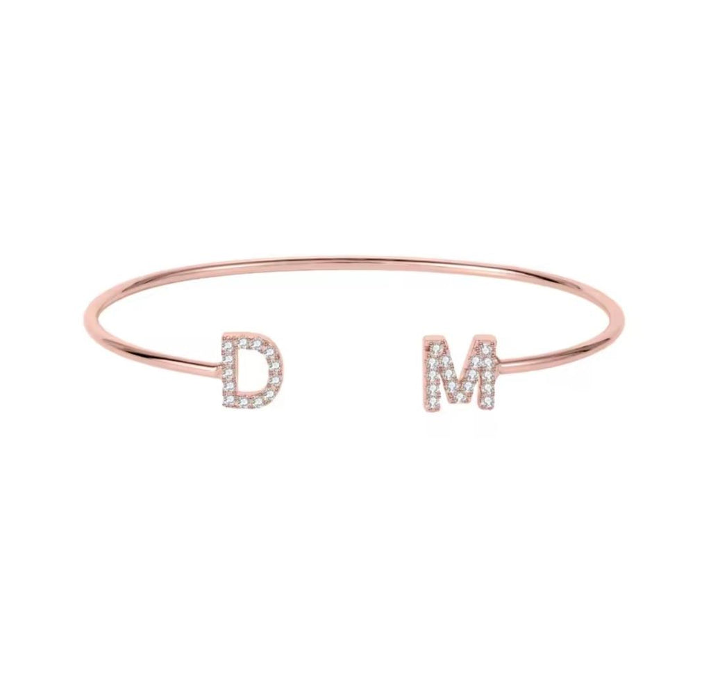 Aurelia Initial Bangle – Dainty Crystal Letter Bracelet