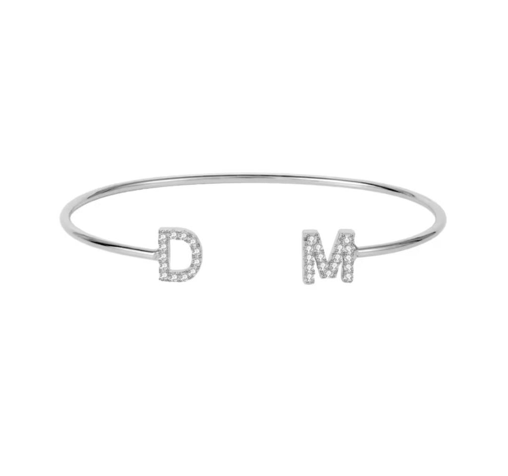 Aurelia Initial Bangle – Dainty Crystal Letter Bracelet
